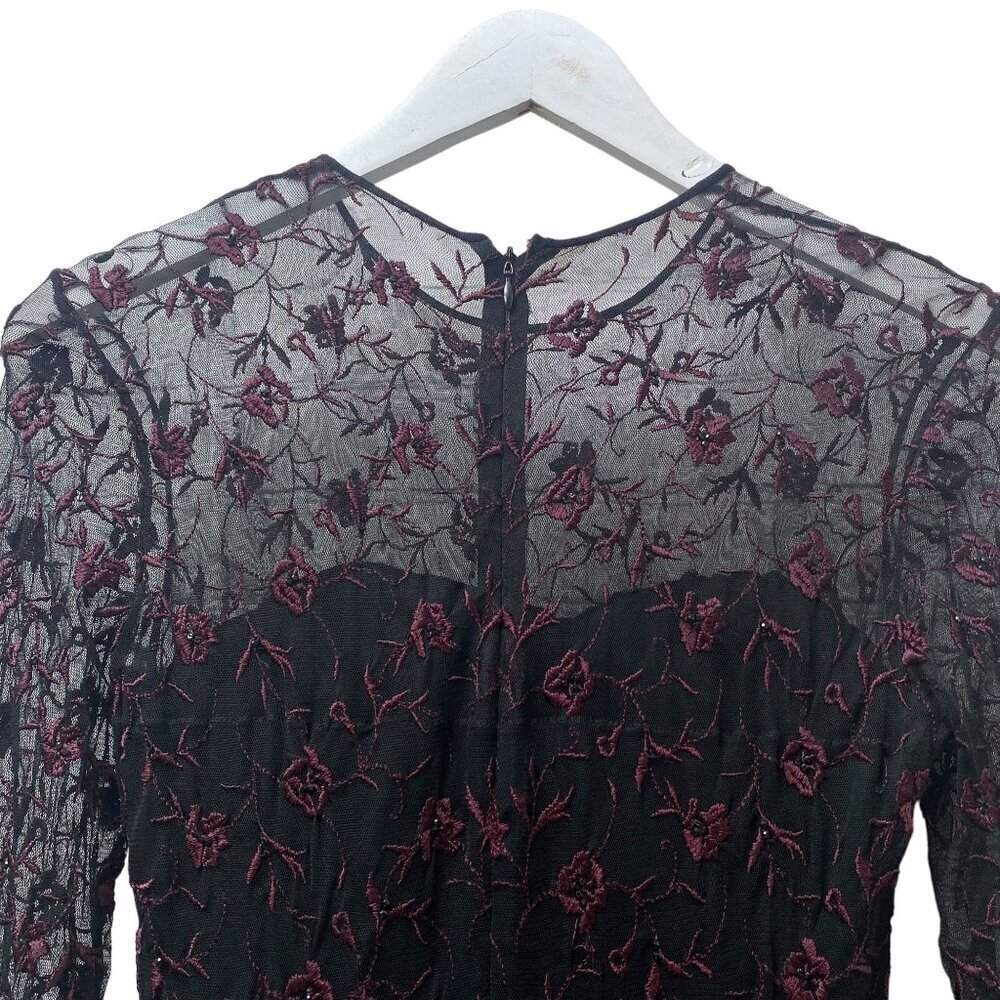 PAMELA DENNIS Couture Silk Evening Gown Sz 10 Formal Long Dress Burgundy Black - Picture 8 of 16